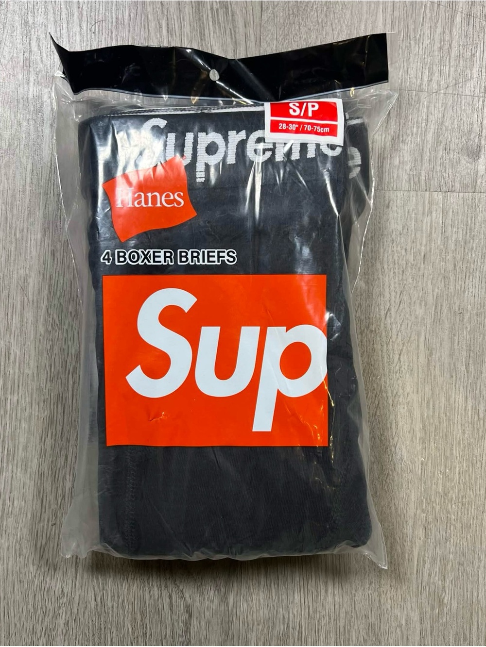 Hanes Black Boxer Briefs 4-Pack with Red Logo Panel
